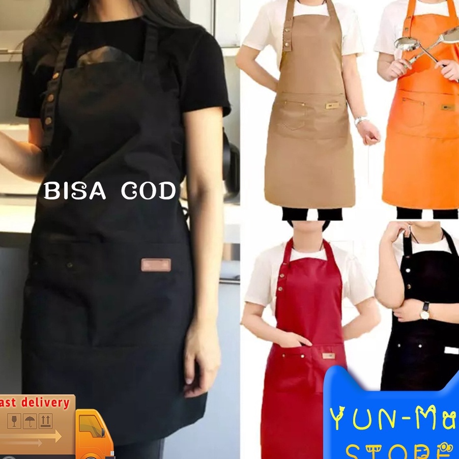 Kualitas Dijamin 【COD+Pengiriman Cepat】Apron Waterproof Celemek Masak Dapur Pria Wanita Celemek Bari