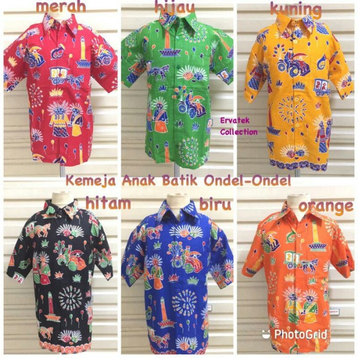 TERMURAH Motif Sekolah Ondel Betawi Ondel Tangan Seragam Kemeja Batik KP03 Anak /SERAGAM