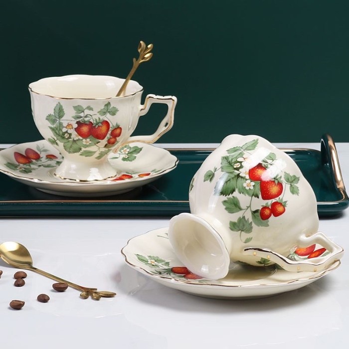 Best Seller Cangkir Teh Keramik Set Vintage Tea Cup Retro R2