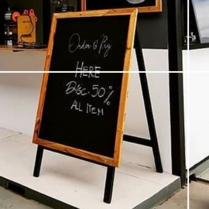 

Terlaris Chalk Papan Tulis Kapur Blackboard Standing 60 X 90 Stand Bentuk A Lipat