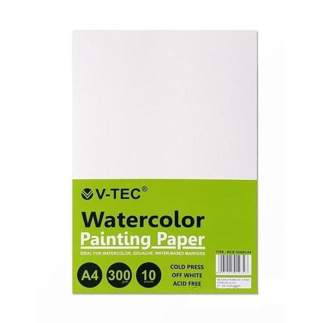 

Kertas Lukis Watercolor Painting Paper V-tec Vtec 300 gsm A4 10 sheets