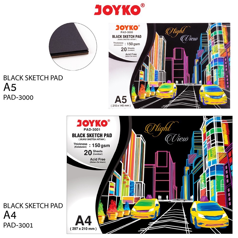 

Best product Joyko Black Sketch Pad Buku Gambar Sketsa Hitam 150 gsm 20 Sheets 7JL