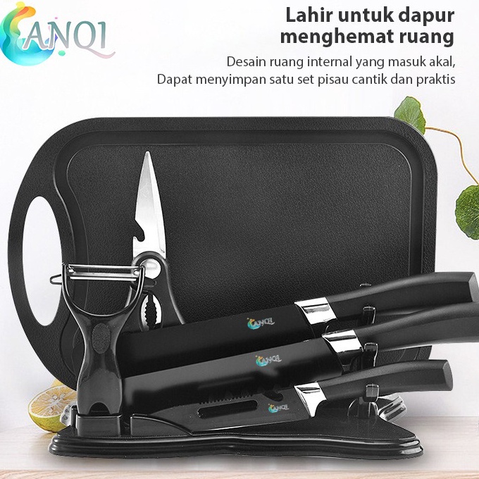 Terbaik ANQI PISAU SET 7 IN 1 TALENAN /Poenscae KITCHEN KNIFE SET / Pisau Dapur Set FREE TALENAN MUR