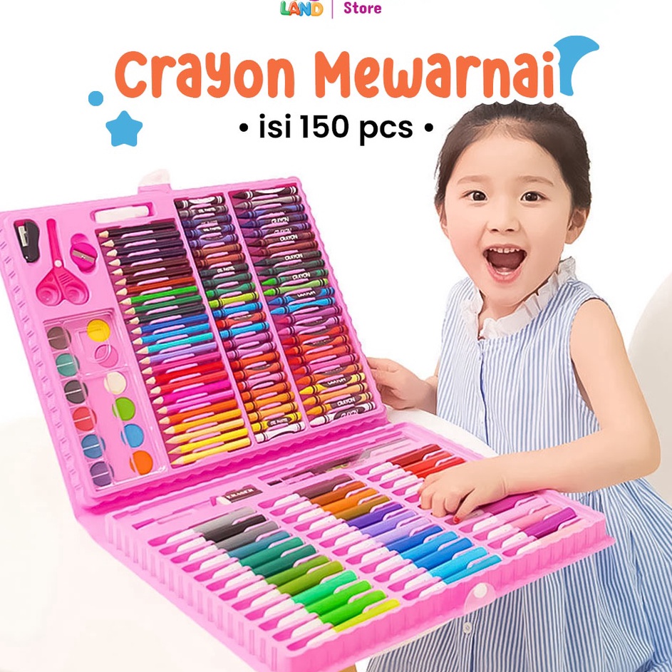 

12.12 SALE Krayon Anak Set Koper 150 in 1 Crayon Full Alat Melukis Mewarnai Set KIDS LAND !