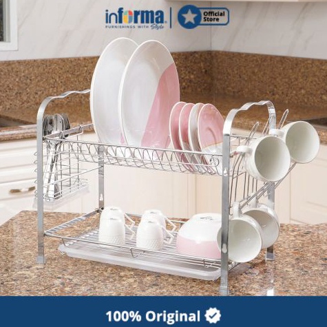 TERBAIK. Informa - Informa Starlight Rak Piring 2 Tingkat Dish Rack Tempat Peralatan Makan Perlengka