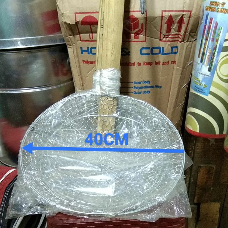 HARGA TERMURAH. SEROKAN GAGANG BAMBU 40CM/ SEROKAN PENGGORENGAN JUMBO/ SARINGAN PENGGORENGAN BESAR 4