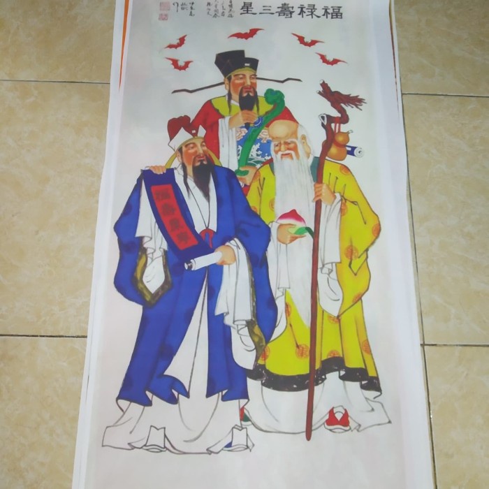 PROMO ART REPRO LUKISAN GAMBAR DEWA KWAN KONG TRIRATNA TISARANA TRIDHARMA TERMURAH