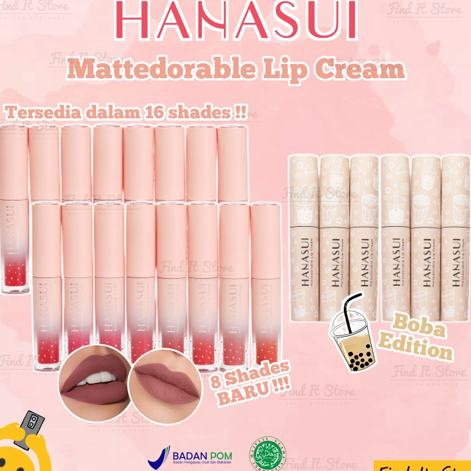 ❉Best Terlaris➴ 6CL0V Hanasui Mattedorable Lip Cream Matte | Boba Edition Series | BPOM | Waterproof