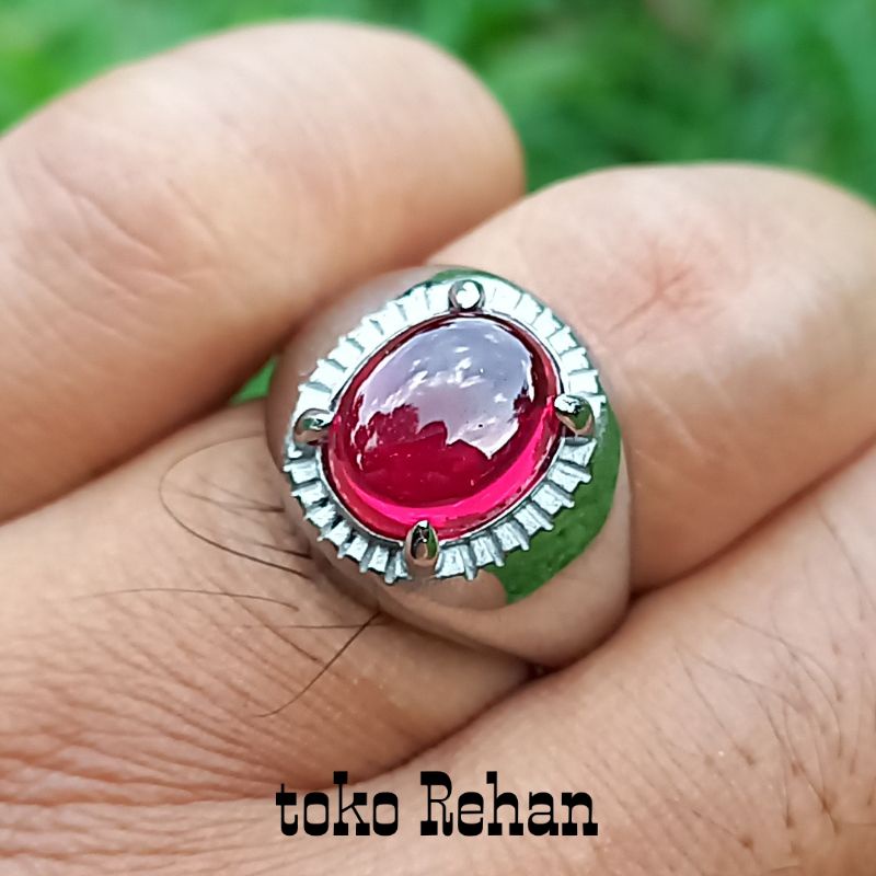 Cincin Batu Merah Siam Asli Top HQ Minimalis