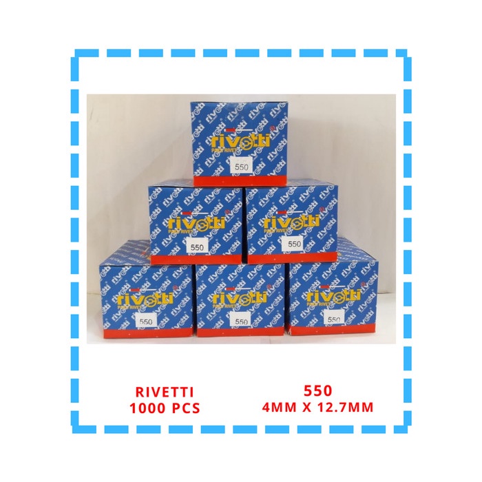 Terlaris 1 Kotak Paku Rivet Merk Rivetti 550 Ukuran 4Mm X 12.7Mm Isi 1000 Pcs