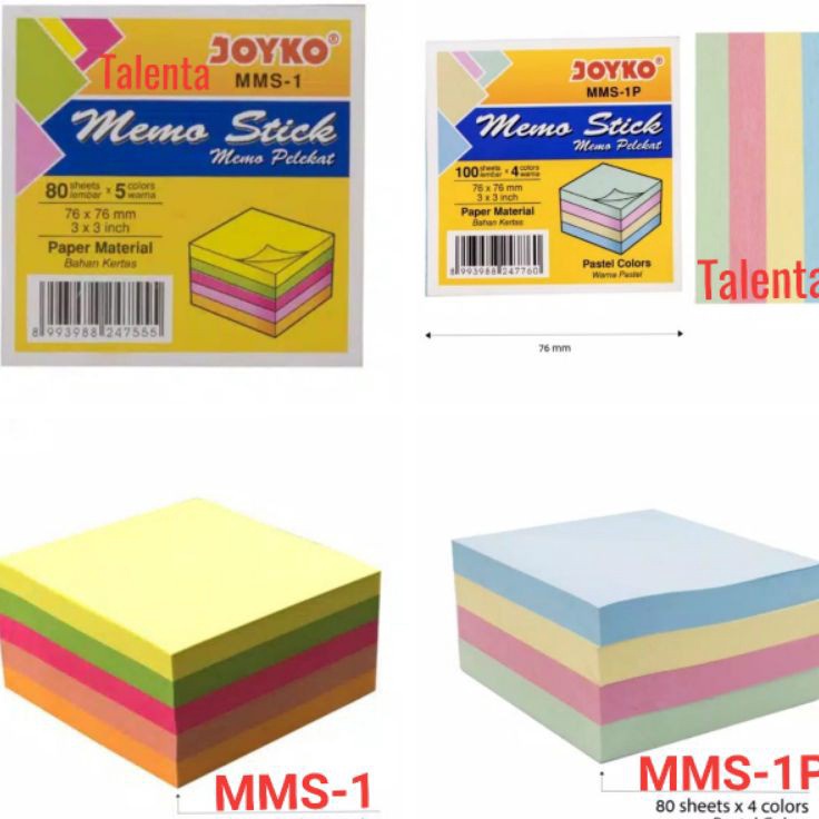 

✰Dijual Murah❃ DQPRM Sticky Note Memo Tempel Joyko Warna Pastel MMS-1P / Neon MMS-1 M39 ➯Paling Popular