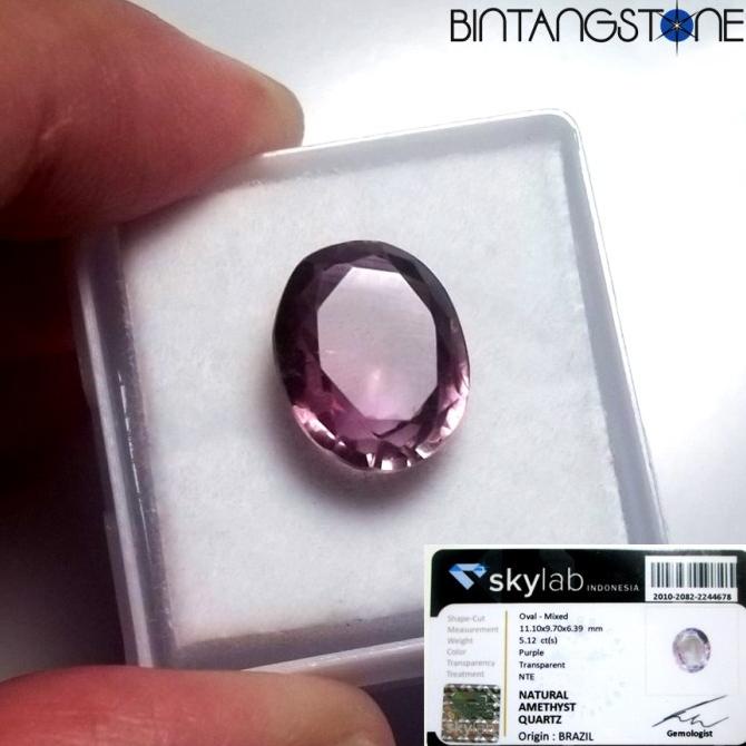 /////] Amethyst Brazil VVS 5.25 Cts Batu Cincin Kecubung Ungu Cutting Memo