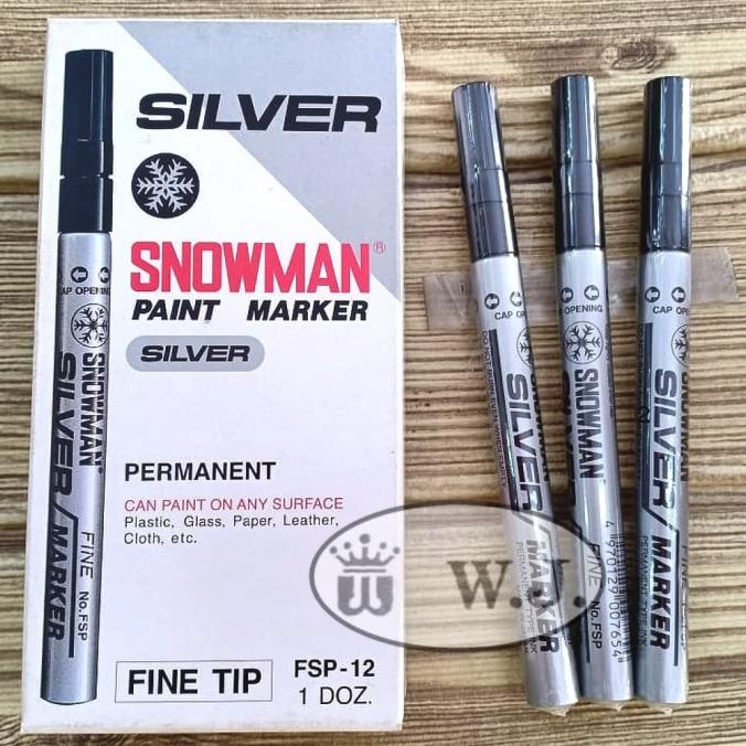 Buruan beli] Spidol SNOWMAN Permanent Silver Kecil (Fine Tip)