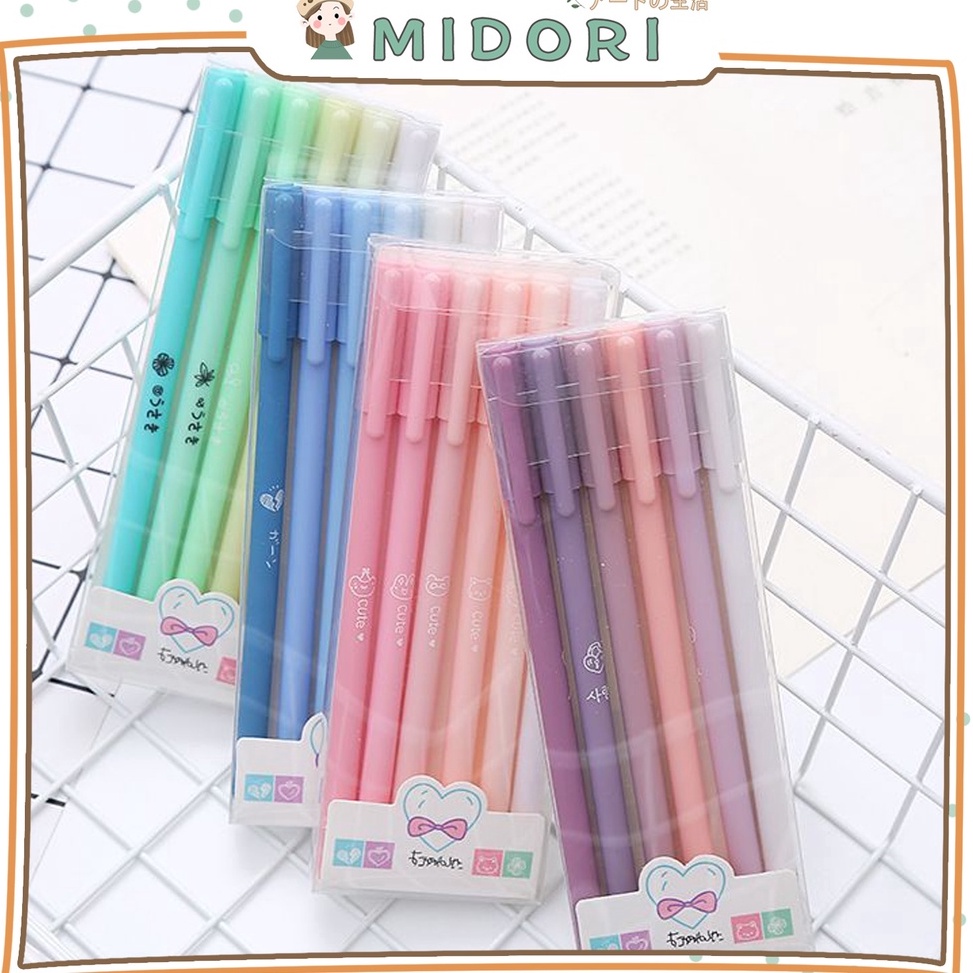 

☋Baru✩ DWAKL [MIDORI] 6pcs Pulpen Gel Morandi Colour Series Pena Cair - D0023 Q99 Terkini