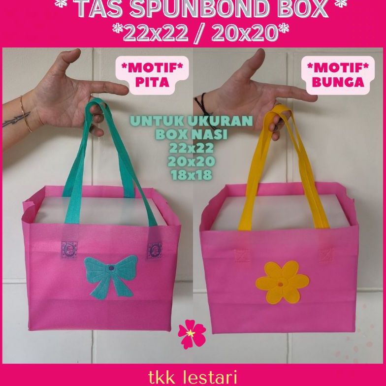 

89ACY Tas Spunbond box 22x22 20x20 18x18 (harga 1lusin ) motif bunga dan pita / tas spunbond motif / tas spunbond box nasi / tas spunbond kotak nasi / tas kue / tas hampers / tas box nasi / goodie bag / tas souvenir 47