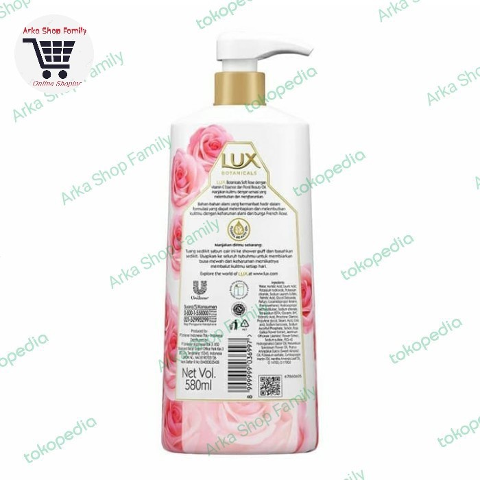 NEW LUX Botanicals Soft Rose Sabun Mandi Cair Pump / Botol 580 ml