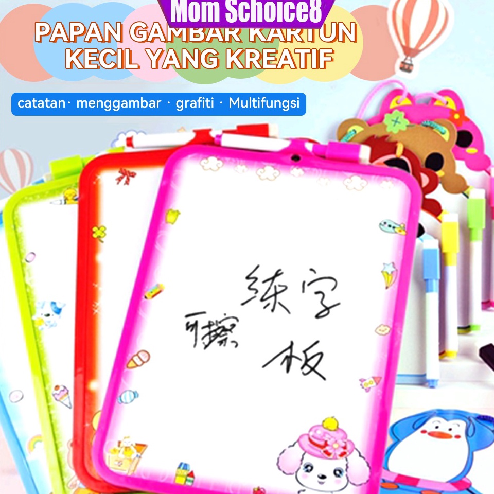 

LSS9F Mom Schoice Papan Tulis Mini/Papan tulis anak/White Board Wipe/Colurful White Board ada pen gk8u7