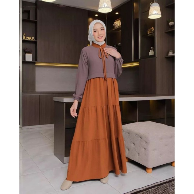Gamis Remaja Terbaru Nazwa Dress Muslim Baju Polos Simpel Elegan Gamis Crinkle Premium Wanita Kekini