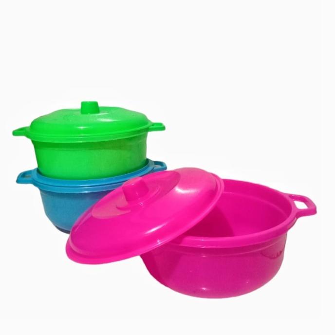 ] BASI YOYO Wadah Saji Tutup Prasmanan BULAT Plastik / Wadah Nasi Waskom