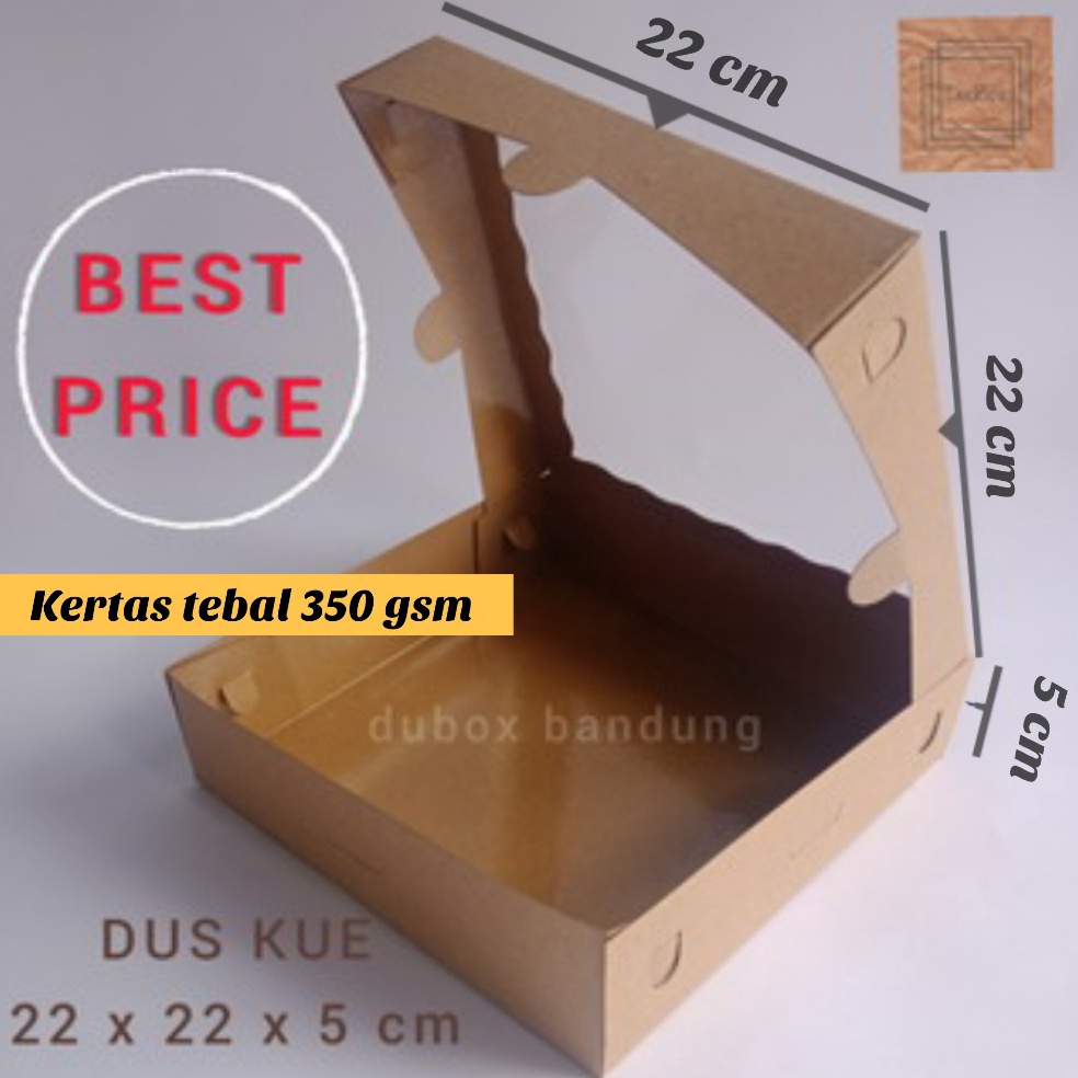 

60 DUS BROWNIES 22x22x5 cm 1pak=10pcs DUS KUE DUS MAKANAN DUS BOLU DONAT DUS KEMASAN dus bolu 95
