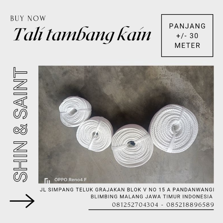 

Diskon Promo.. Shin & saint tali tampar/tali tambang kain 30 meter D8S