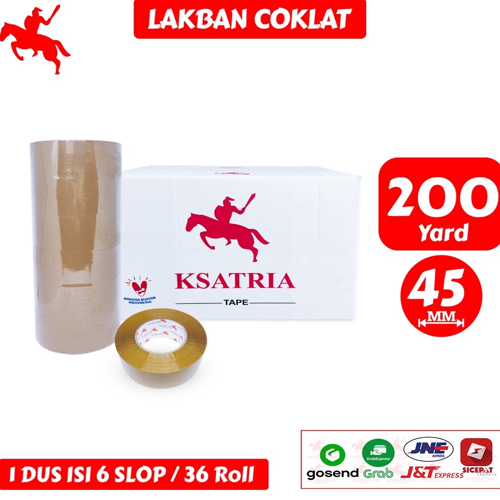 

Produk Premium.. Lakban OPP Tape / Lakban Coklat KSATRIA Tape 200 Yard (1 Dus) IY0