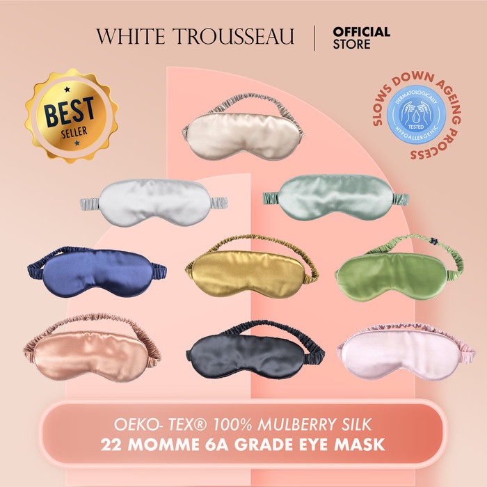 Terlaris White Trousseau 100% Organic Pure Mulberry Silk Sleep Eye Mask