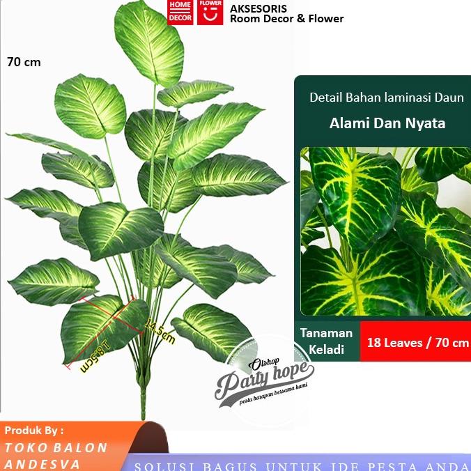 Ready oke] Daun Keladi Jumbo Putih / Daun Aglonema Plastik Bunga Hias Artificial