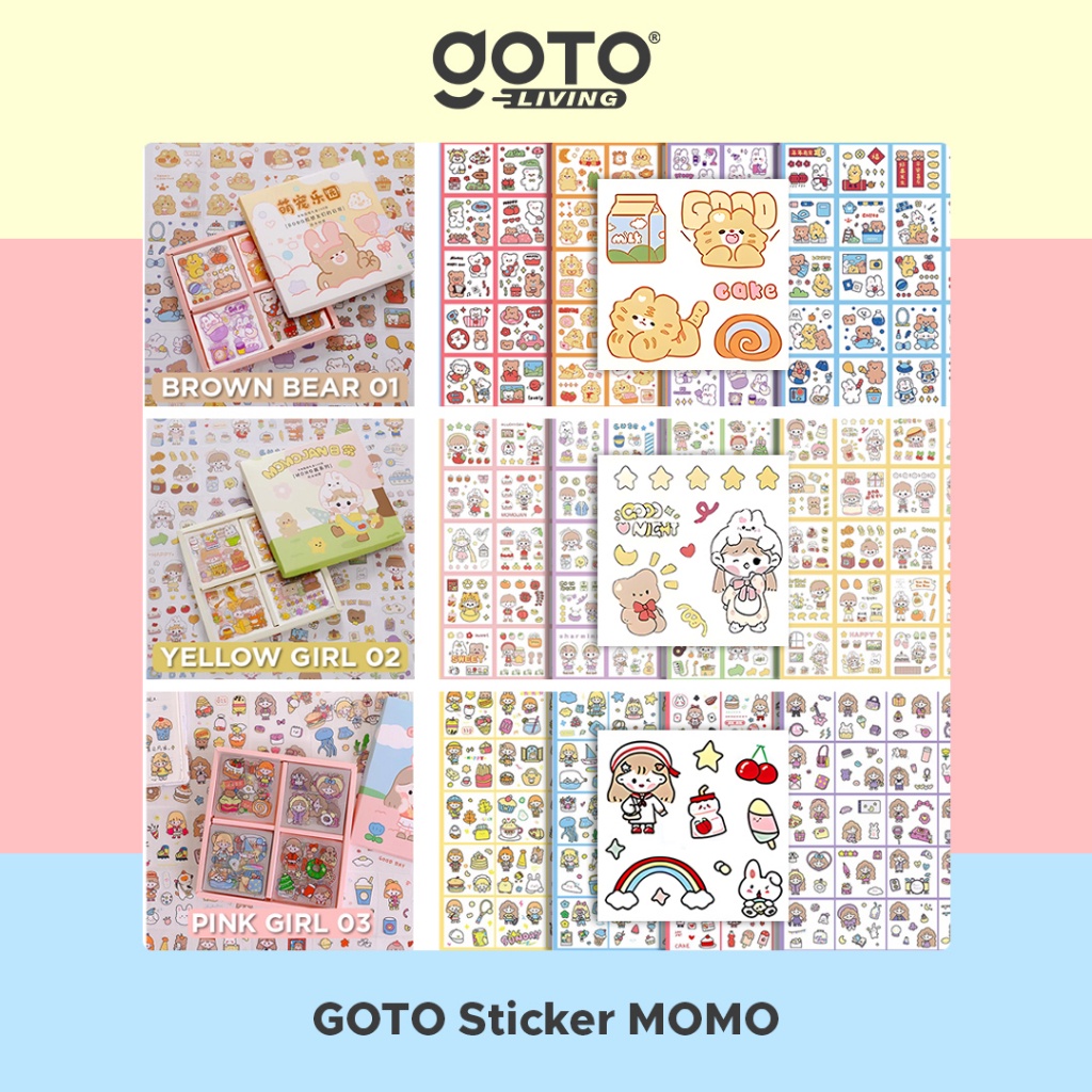 

OAI GOTO MOMO STIKER LUCU STICKER KARTUN KOREA MOTIF ANTI AIR 100 LEMBAR WRQ