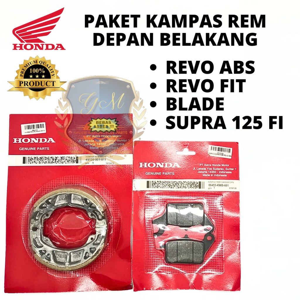 ORIGINAL PAKET KAMPAS REM DEPAN BELAKANG TROMOL HONDA REVO ABS ABSOLUTE FIT BLADE SUPRA X 125 NEW FI