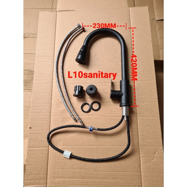 Kran Angsa Tarik SOLIGEN / Kran Angsa Bak Cuci Piring BCP Sink Panas Dingin Hot Cold BLACK HITAM 121