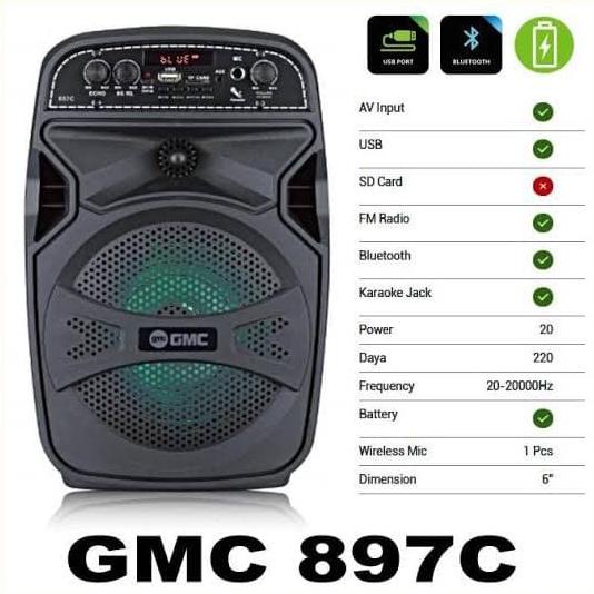 Ready Speaker Aktif Portable Gmc 897C 6 Inch Bluetooth Garansi Resmi J23L