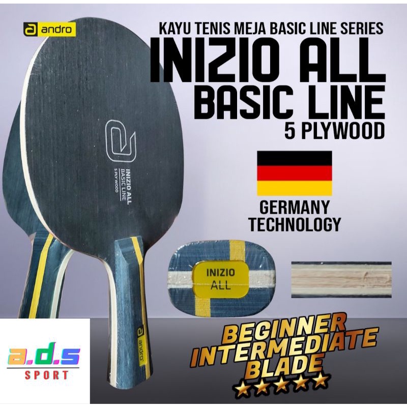 Andro Inizio ALL handle FL kayu blade bet pingpong 100%ORIGINAL