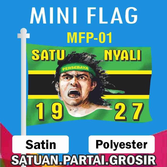 Mini Flag Persebaya / Bendera Persebaya / Sablon Bendera Custom Murah