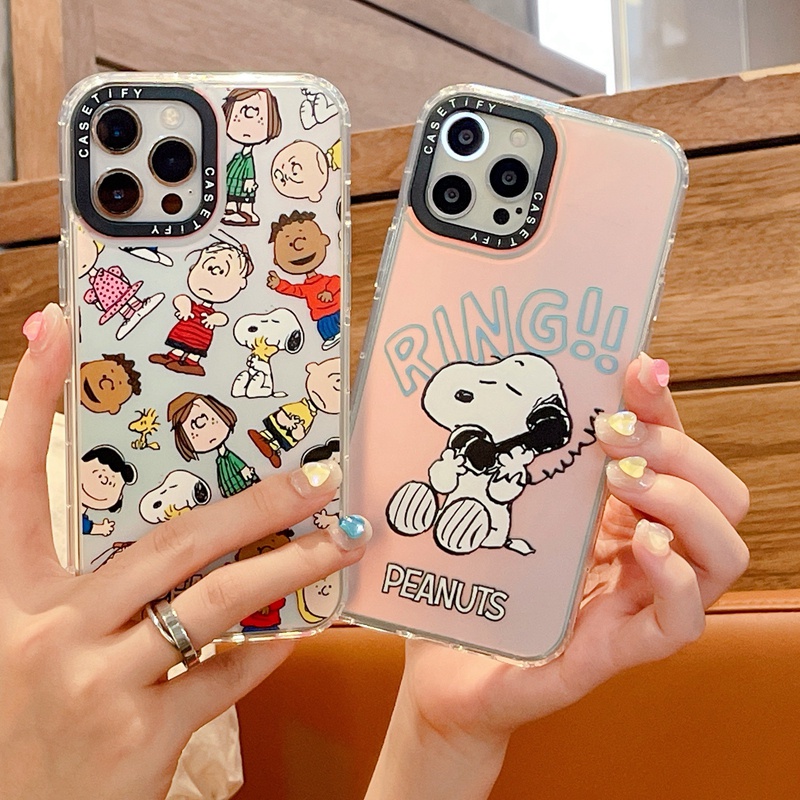 ✌✣Casetify Hologram Gradient Peanuts Snoopy Hard PC Case Cover For iPhone X XS XR 11 12 13 Pro Max Casing