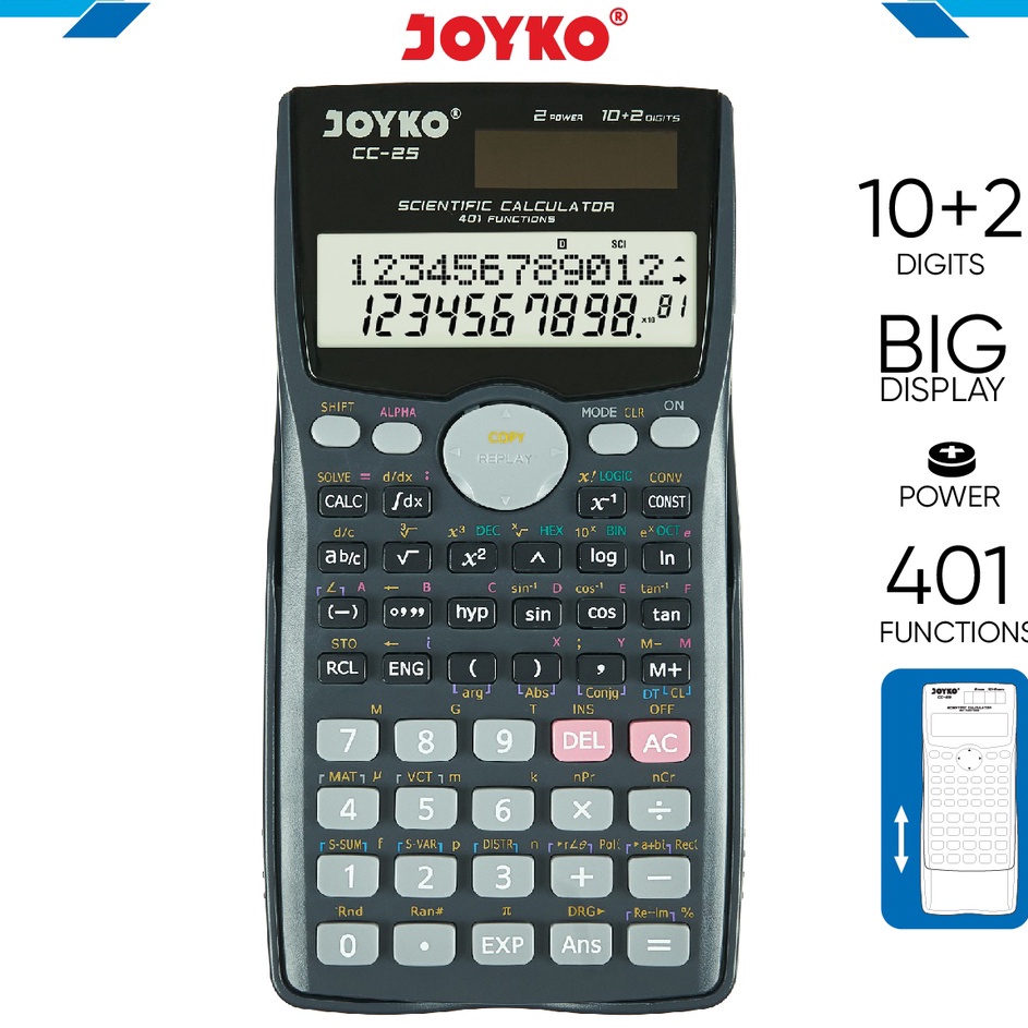 

Ready➴ NTCU9 Calculator Kalkulator Joyko CC-25 Scientific 401 Functions D60 ❋Bayar Di Tempat