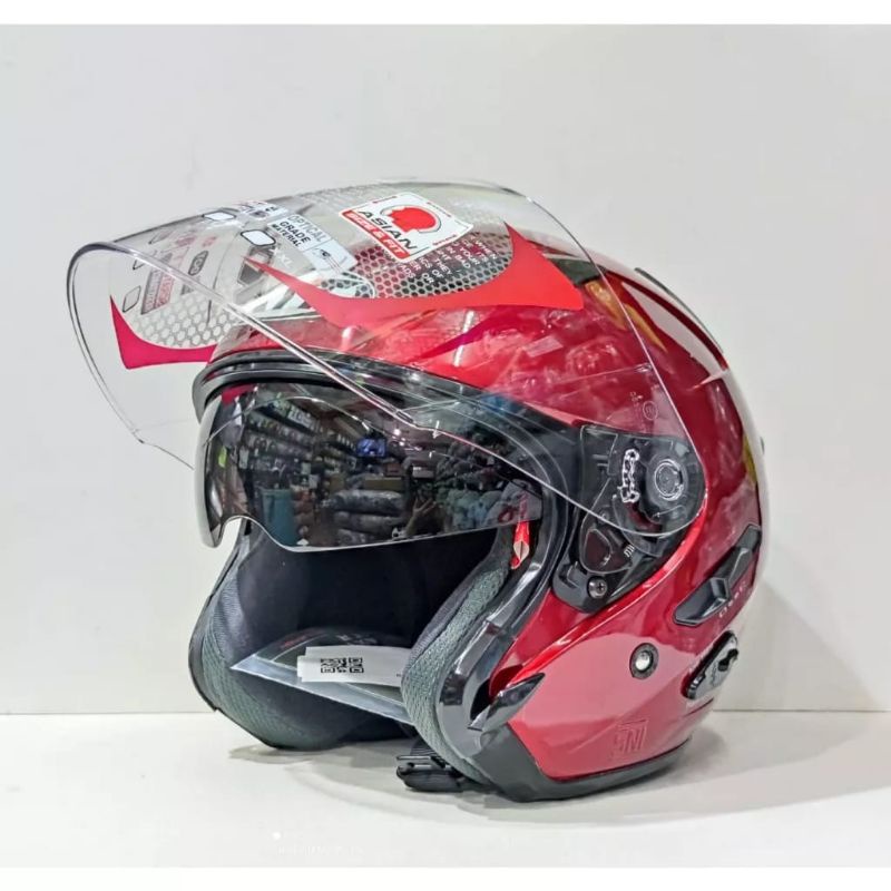 HELM KYT GALAXY FLAT R MERAH MARON DOUBLE VISOR FULL WARNA ORIGINAL