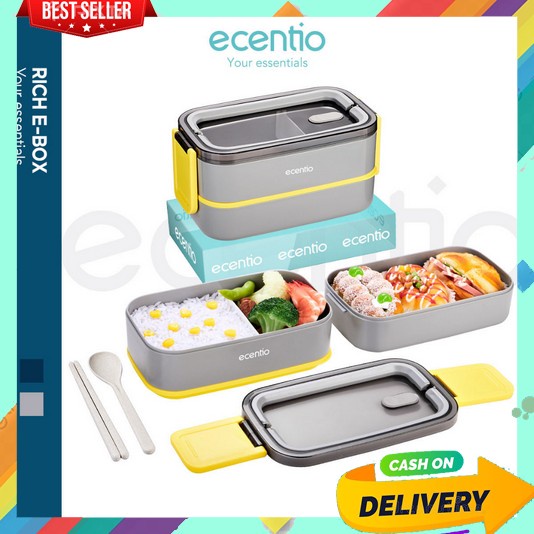 Kotak Makan Lunch Box 1 Set Lengkap Murah Anak Bekal Makanan Anti Tumpah Aesthetic Korea Plastik Per