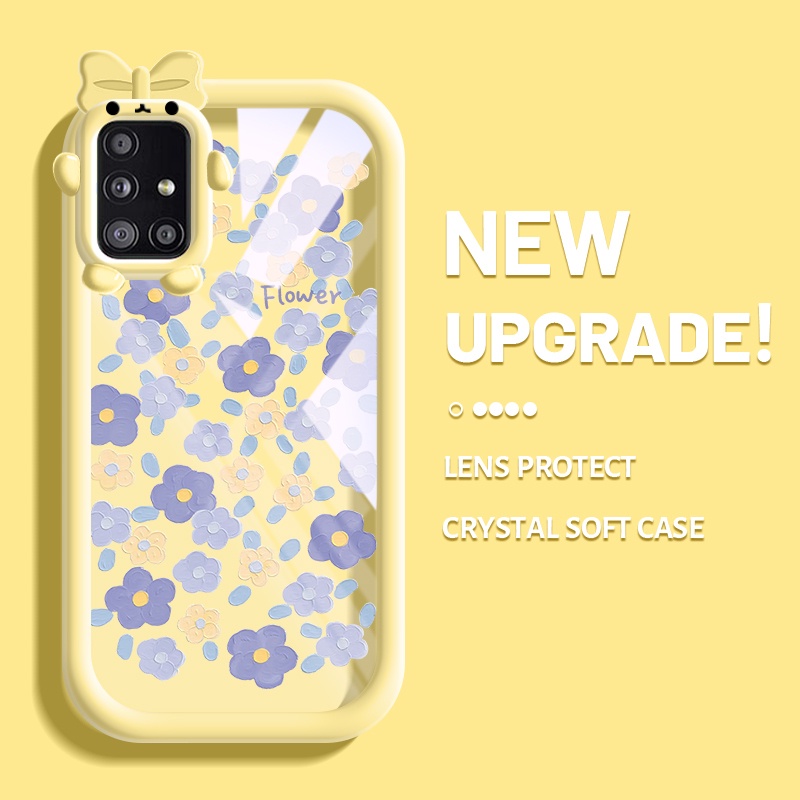 Casing Ponsel untuk Samsung galaxy A51 5G A50 A30 A20 A52 5G A52s M10s M40s Case pola bunga ungu Cas
