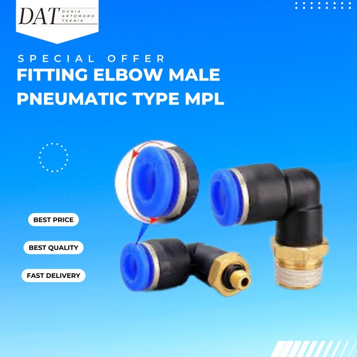 MPL 08-01 Fitting Elbow Male Slip Lock Selang 8mm Drat 1/8 Inch