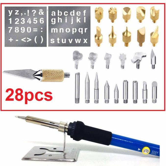 

28 In 1 Solder Alat Lukis Bakar Wood Burning Pen Pena Pyrography Set A