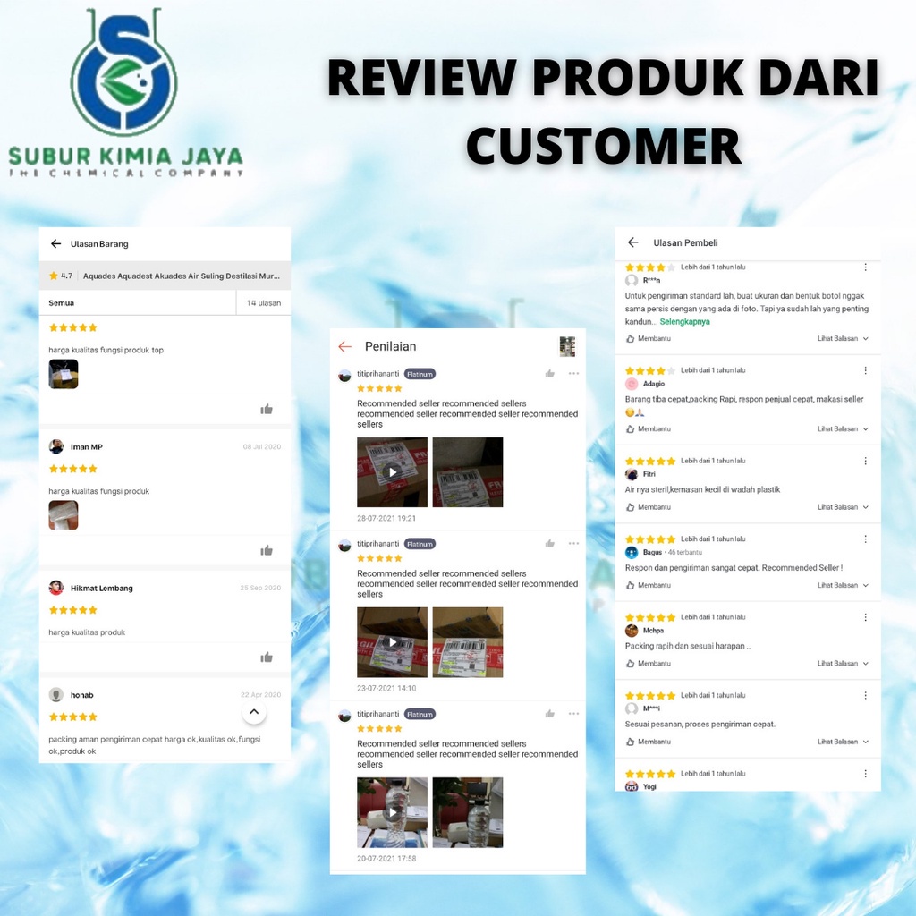 AQUADEST AIR SULING DESTILASI MURNI 1 L / 1000 ML