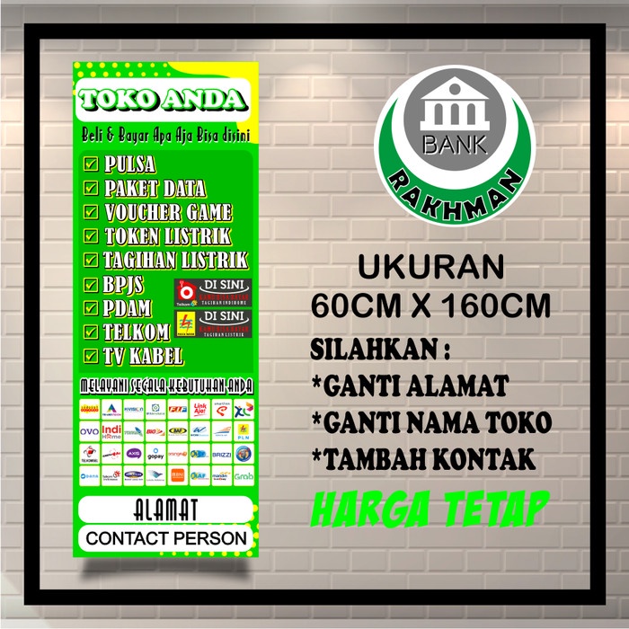 Best Seller Spanduk Banner Loket/Ppob/Pulsa Ukuran 60Cm X 160Cm