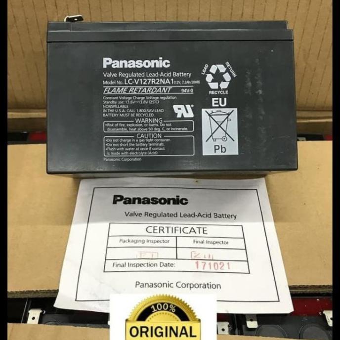 TERBARU  Aki baterai Kering Panasonic 12V 7Ah 7,2Ah LC-V127R2NA PALING DICARI