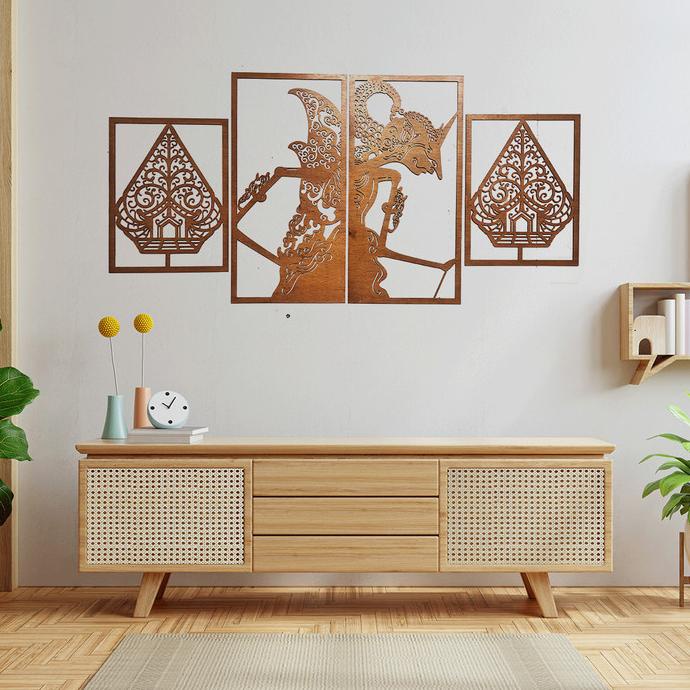 Hiasan dinding kayu motif wayang