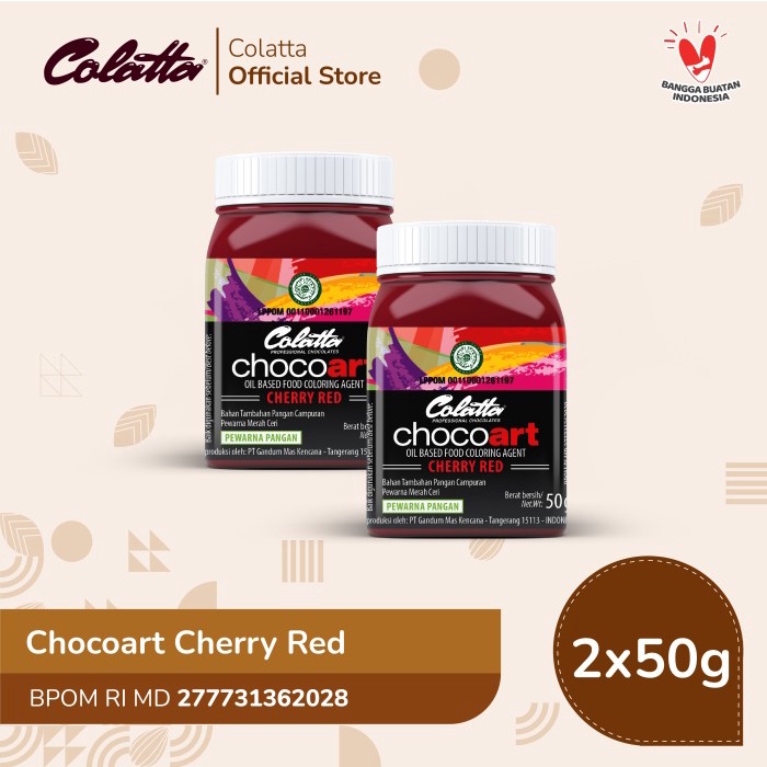 

Terlaris Colourfood Bundling Colatta Chocoart Cherry Red - Pewarna Makanan 50G - Isi 2