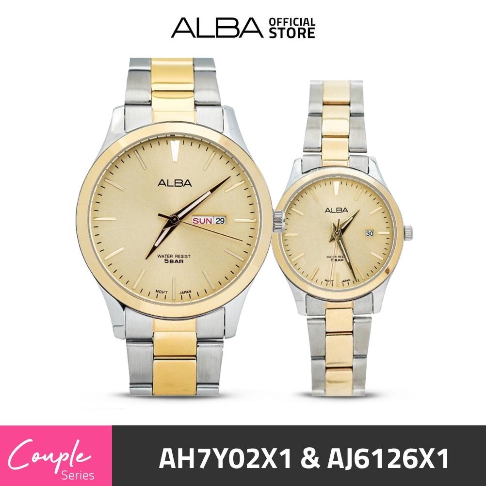 BEST PRODUK Jam Tangan Couple Alba AH7Y02 & AJ6126 Dual Tone Stainless Steel PROMO GILA
