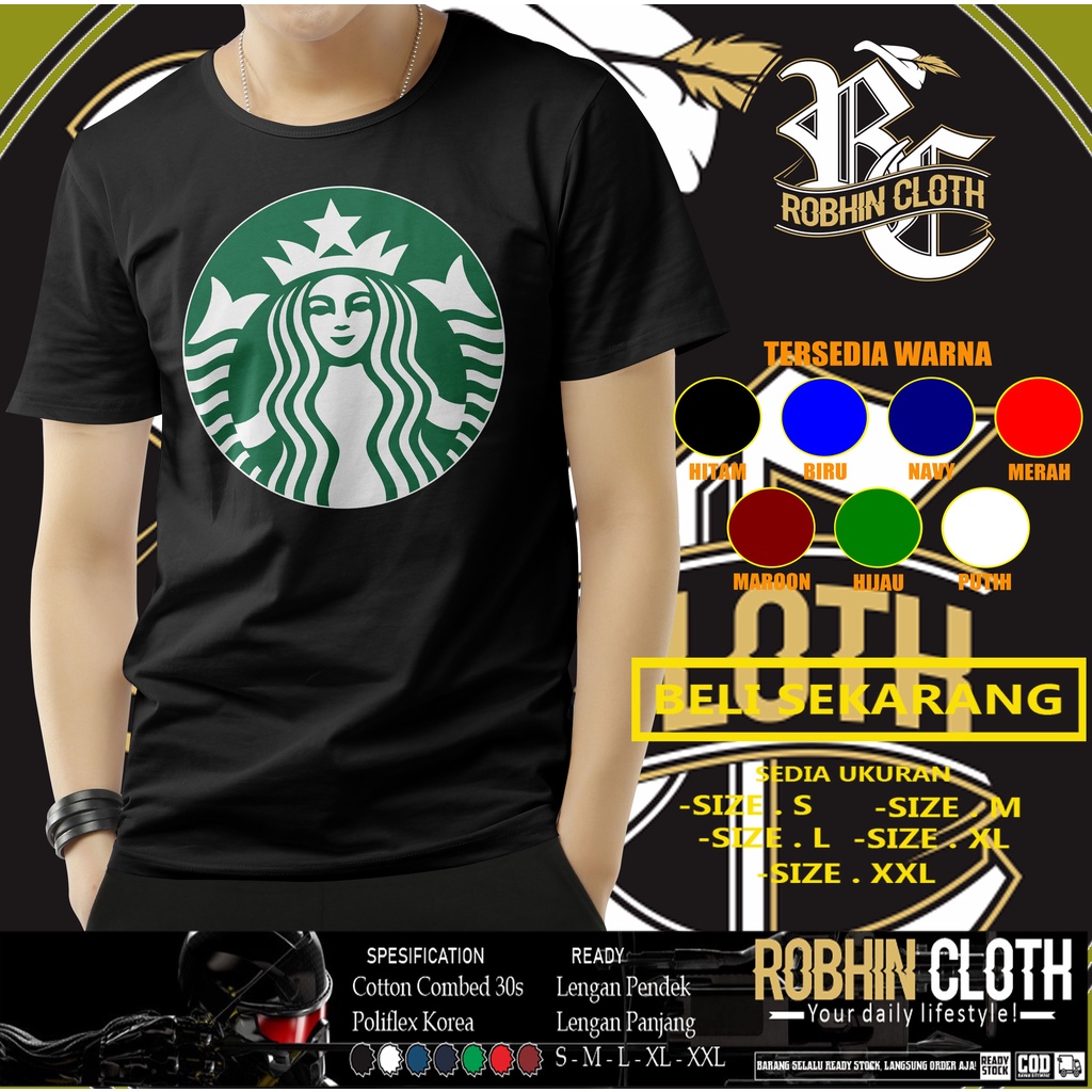 Kaos Starbucks Logo Baju Otomotif