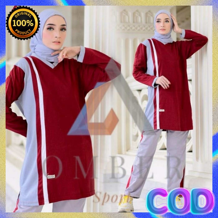Set Baju Senam Wanita Aerobic Pakaian Senam Santau Muslimah Terbaru Setelan Senam Aerobik Set Olahra
