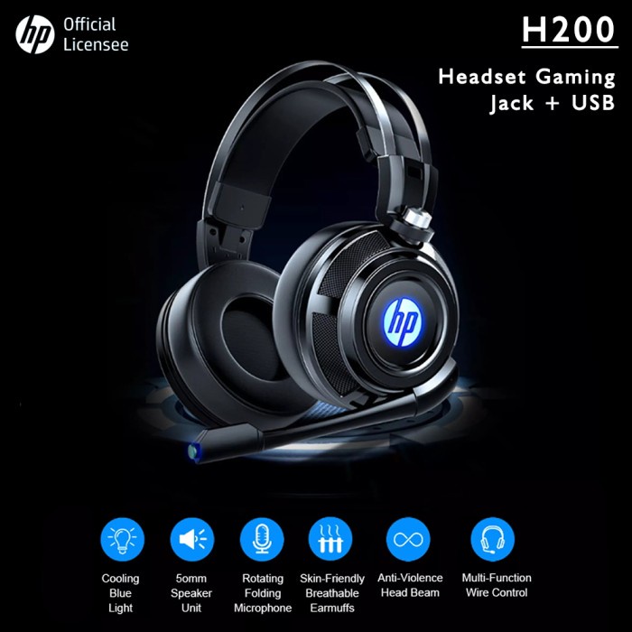 Headset Gaming / Gaming Headphone Hp H200 - Usb+Jack Gaming Headset